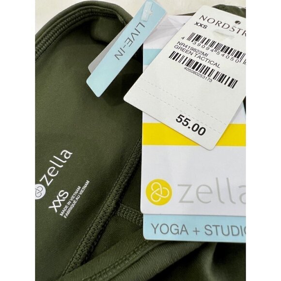 NWT ZELLA GIRL Size/XXS Yoga + Studio Kids' Live In Crop Leggings Pockets Green - Picture 10 of 10
